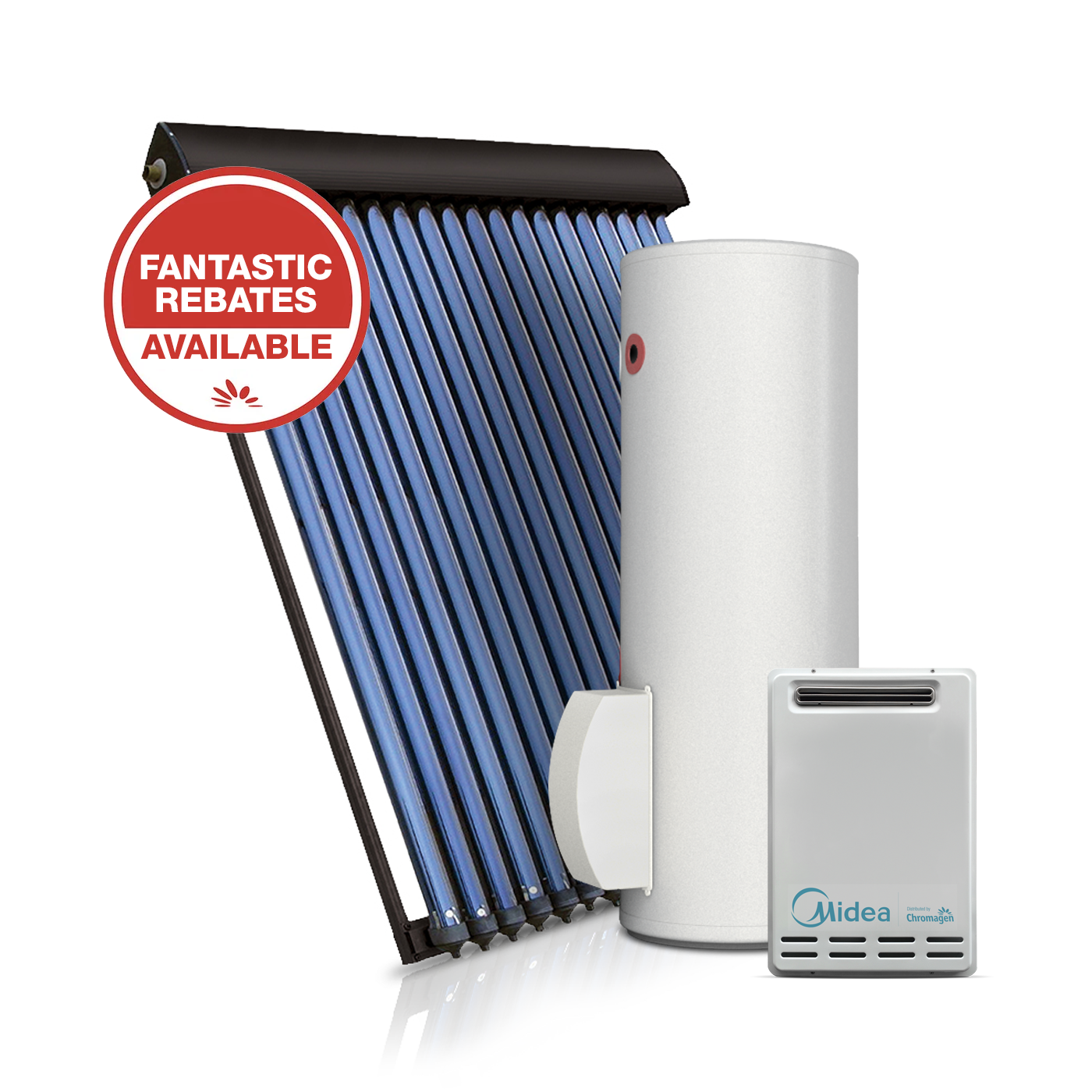 SPLITLINE 200L System with 20 Evacuated Tubes and 26L/min Boost (Natural Gas)