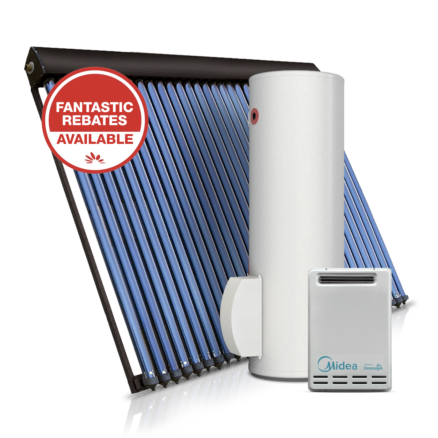 SPLITLINE 300L System with 30 Evacuated Tubes and 26L/min Boost (Natural Gas)